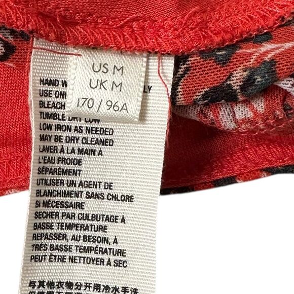 Free People Orange/Multicolor Mesh Floral Blouse Women's Top Size Medium | 26-40 - Picture 4 of 8